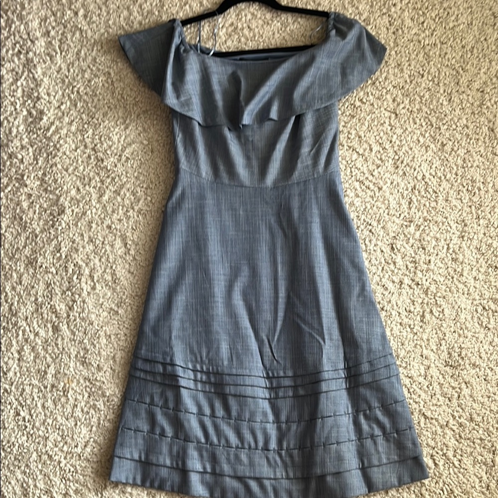 Banana Republic Blue Off-Shoulder A-Line Dress with Flutter Sleeves